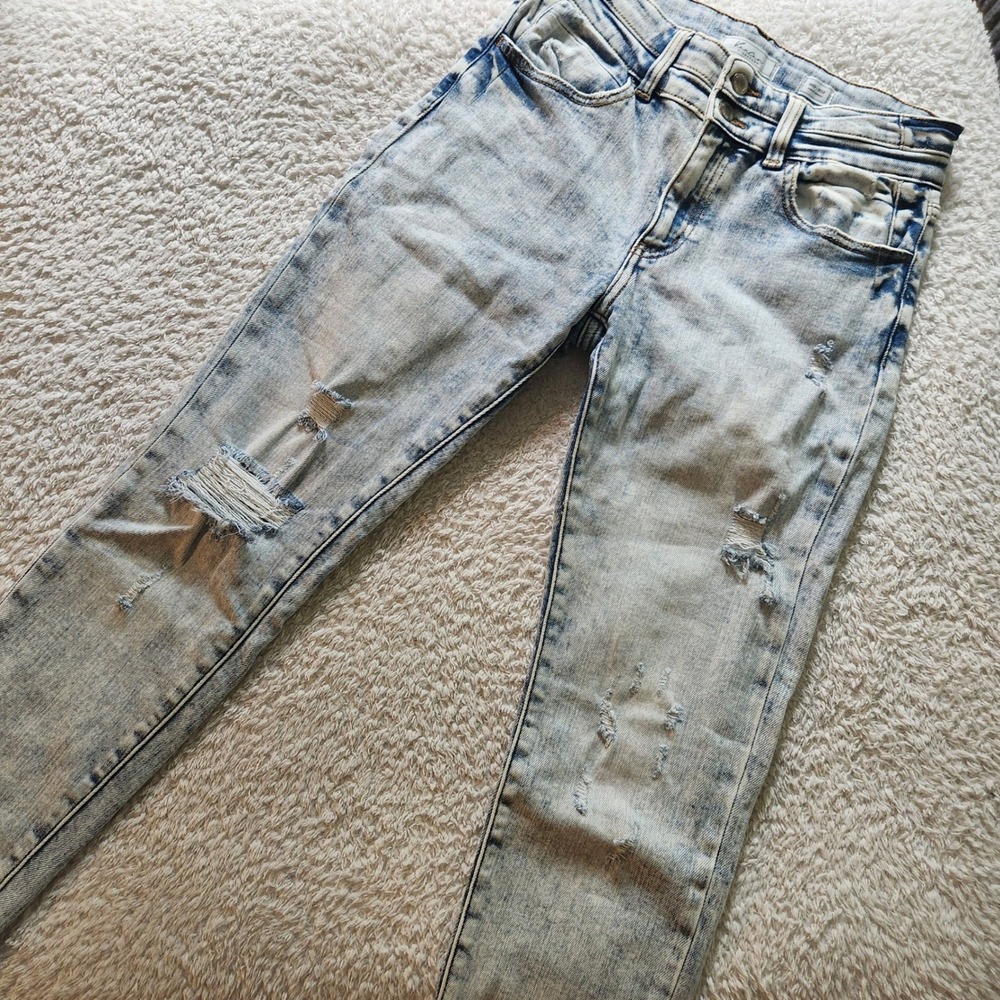 KanCan Signature Light Acid Wash Distressed Ankle Skinny Jeans 28